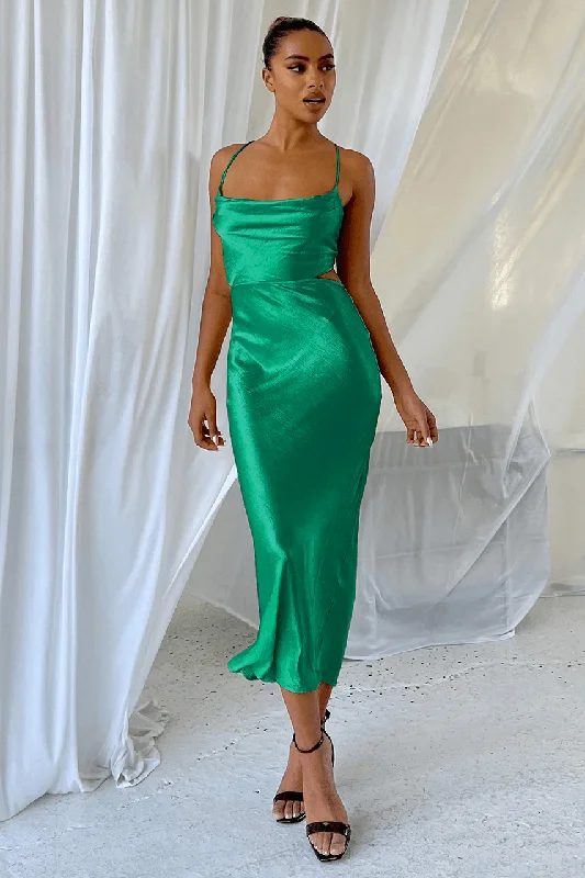 Luxury Women's Clothing Graceful Movement Chay Slip Dress - Emerald