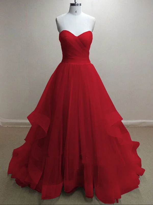 Women's Casual Wear Outfit Classic Charm A Line Sweetheart Neck Grey/Red Prom Dresses, Formal Dresses, Red/Grey Bridesmaid Dresses