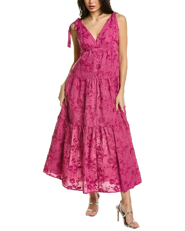 Sustainable Women's Apparel Effortless Style Marchesa Notte Tie Strap Empire Gown