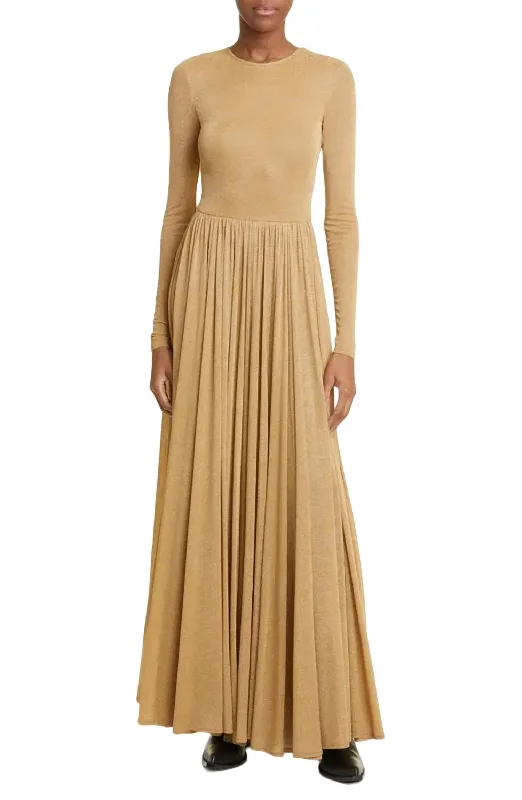 Women's Date Night Outfit Exquisite Craftsmanship Lyrical Lurex Gown In Gold