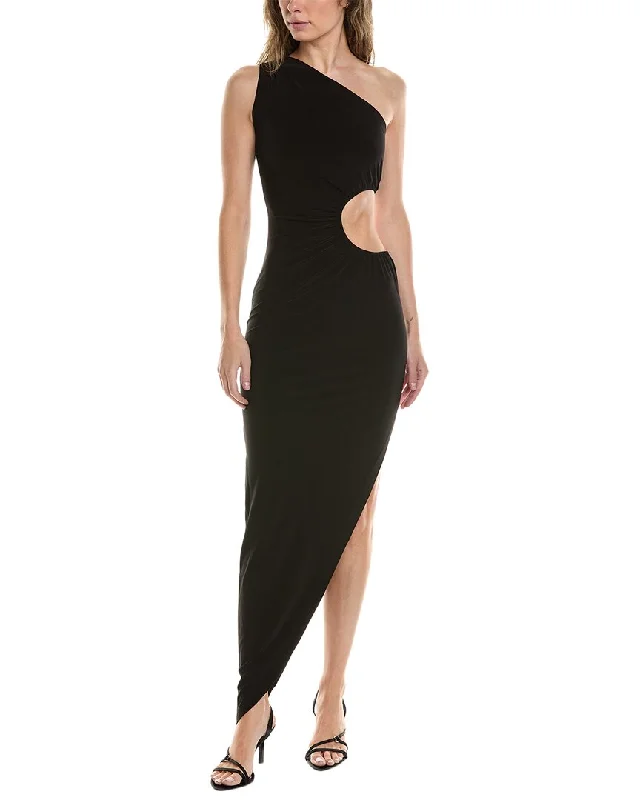 Women's Holiday Outfit Timeless Elegant Norma Kamali One-Shoulder Sunburst Gown