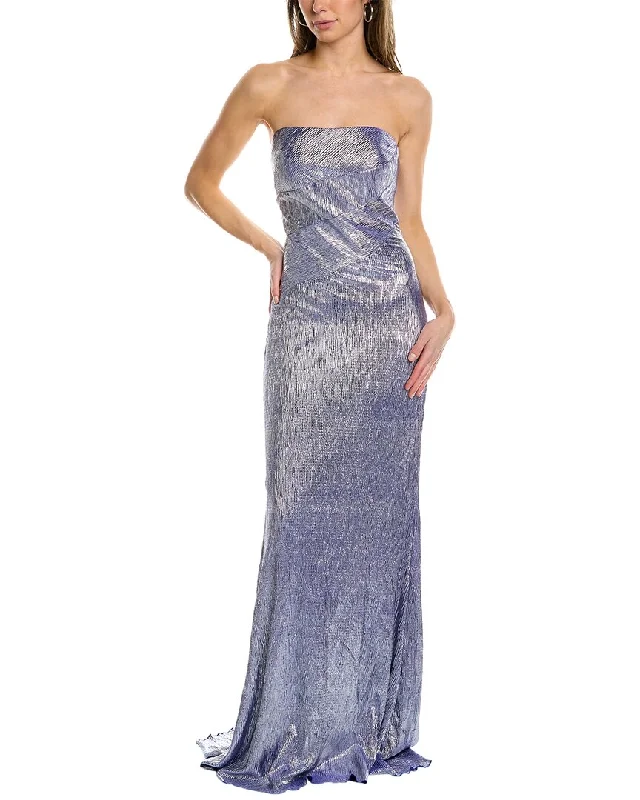 Women's Everyday Apparel Feminine Elegant Rene Ruiz Metallic Crinkle Gown