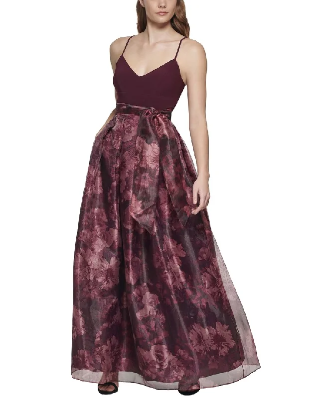 Timeless Women's Clothes Statement Piece Eliza J Jersey Printed Organza Gown