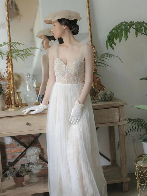 Comfortable Women's Clothing Minimalist Office - Ready Style Vintage A-line Tulle Lace Wedding Dresses, Popular Wedding Dresses, Bridal Gown, Newest Wedding Dresses