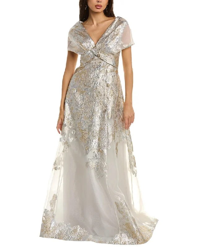 Women's Elegant Apparel Mid - Season Sale Teri Jon by Rickie Freeman Metallic Organza Gown